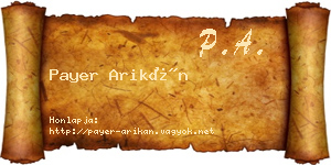 Payer Arikán névjegykártya